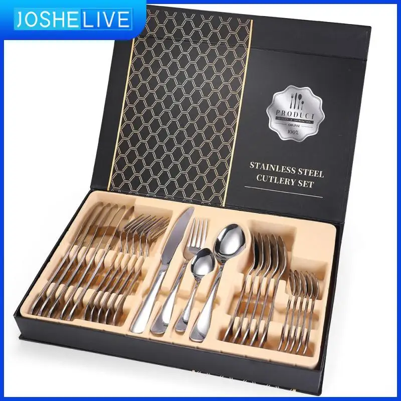 

Набор столовых приборов в Западном Европейском стиле, комплект из 24 приборов, нож, вилка и ложка, роскошная кухонная посуда