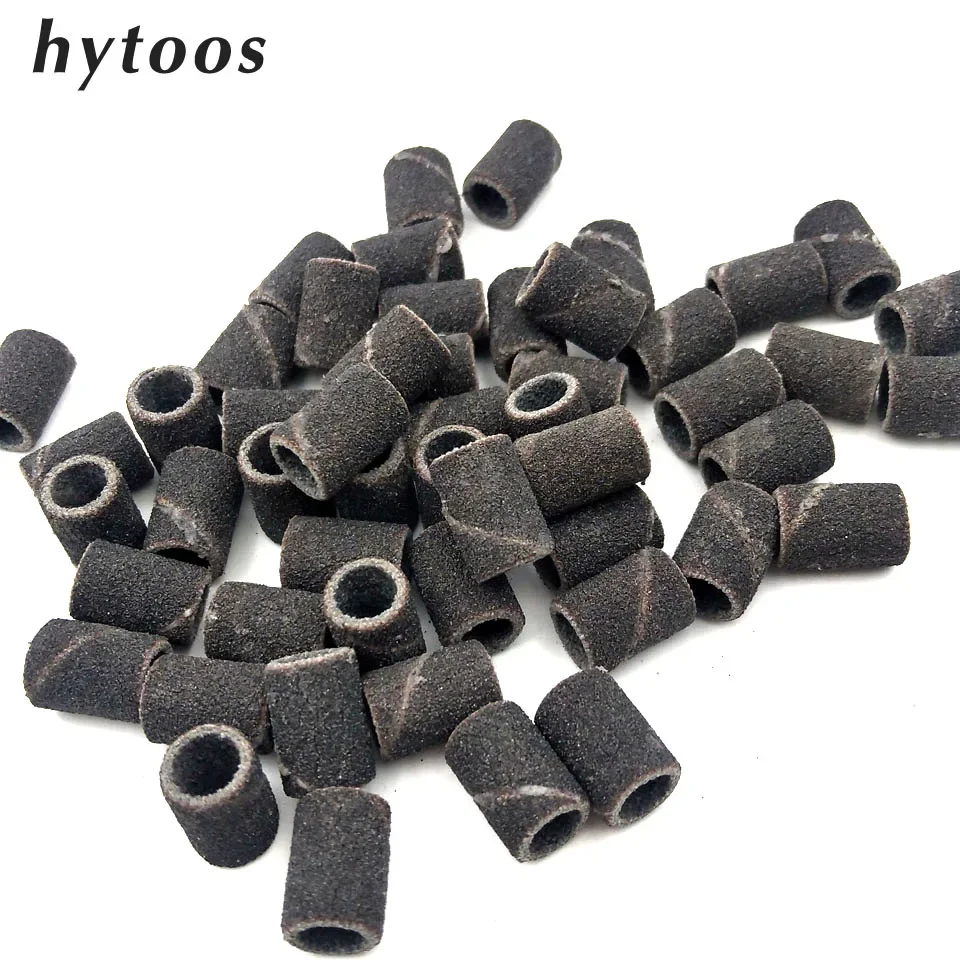 Hytoos 100 Шт. Черные Сверла Для Ногтей Шлифовальные Ленты Маникюра Педикюра