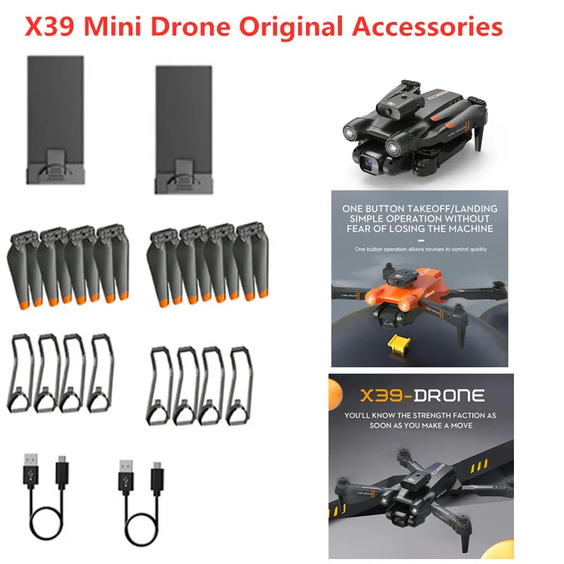 

X39 Obstacle Avoidance Drone Accessories 3.7V 1800mAh Battery Propeller X39 Drone Battery Blades USB Line X39 Dron Accessories