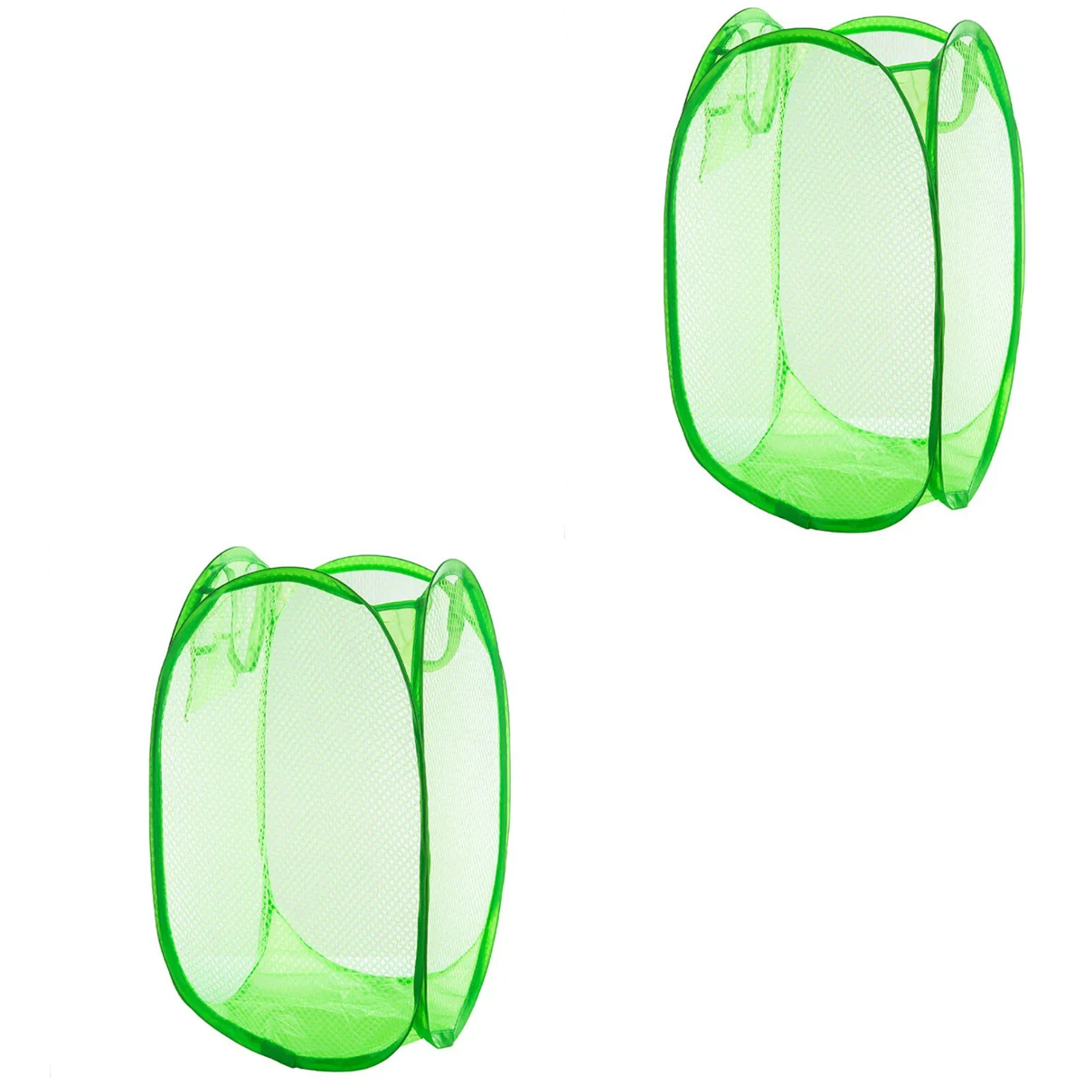 

2pcs Foldable Easy Open Mesh Laundry Clothes Hamper Basket for College Dorm (Green)