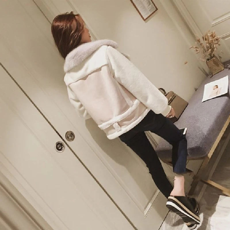 Autumn Winter New Short Jacket Female Clothing Suede Locomotive Push Cotton Korean Fashion Tops Lamb Fur Coat Women
