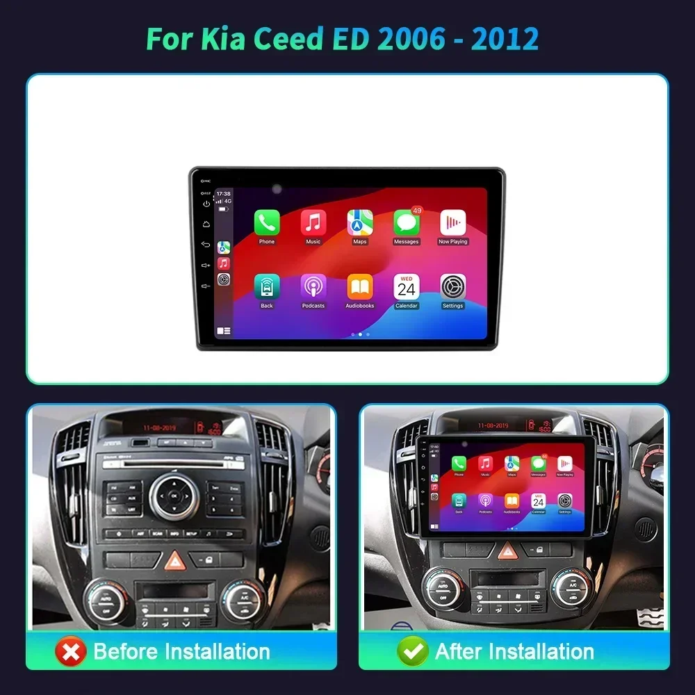 НОВЫЙ Android 14 Kia Ceed ED 2006-2012 Автомобильный радиоприемник Мультимедийная навигация 4G