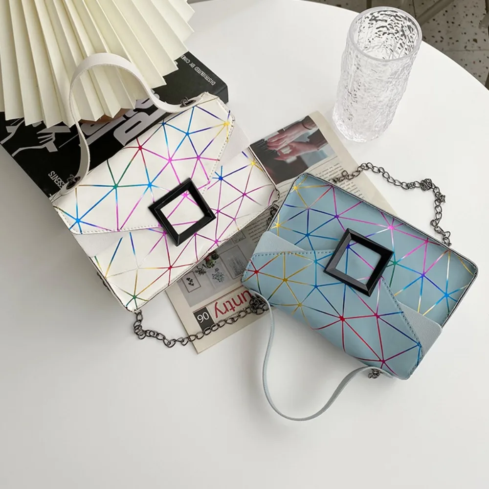 

Handbag Shoulder Bag Fashion Chain Laser Crossbody Bags Lightweight PU Leather Messenger Bag Women