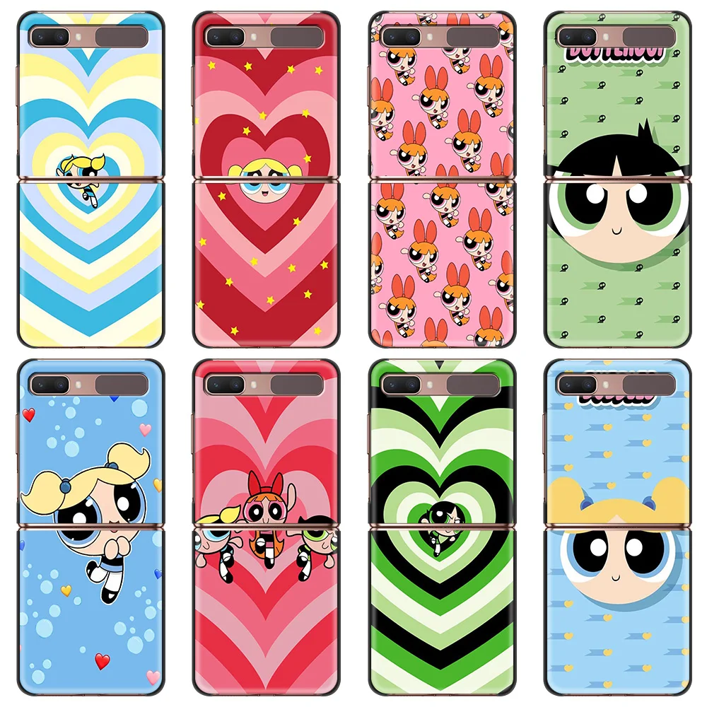 

Cartoon Powerpuff Girls Phone Case for Samsung Galaxy Z Flip Flip3 5G Black Folding Mobile Shell Hard PC Fundas Coque Capa Cover