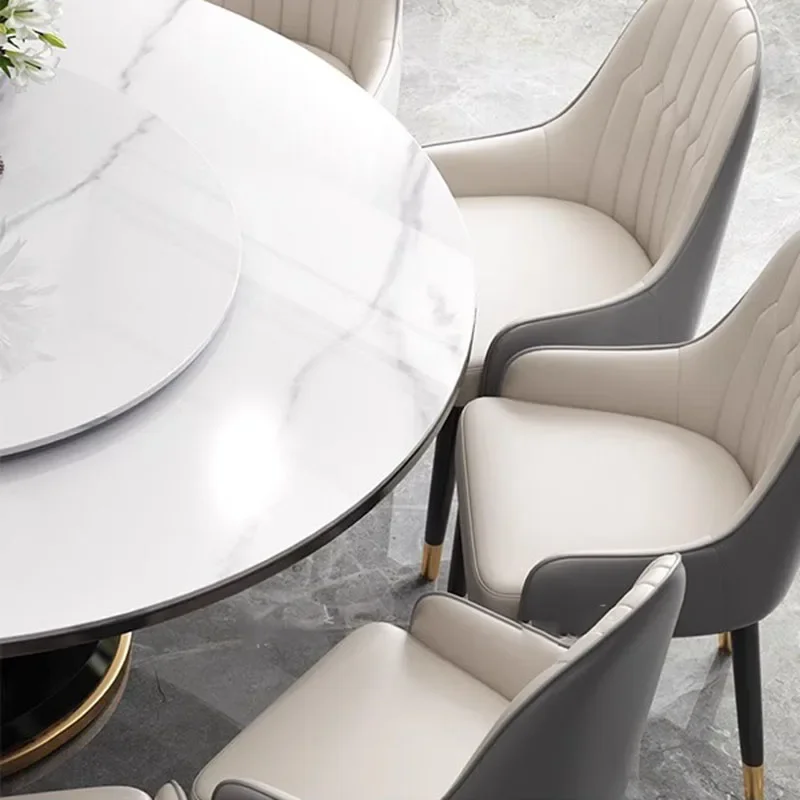 Мраморно-белый обеденный стол 8-местные промышленные стулья скандинавские