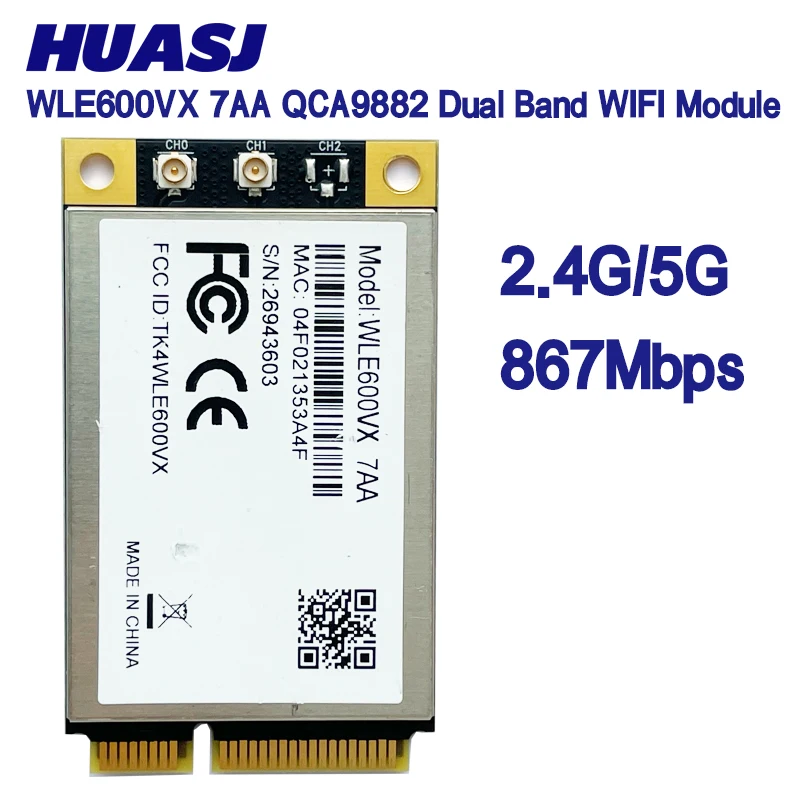 HUASJ WLE600VX 7AA QCA9882 Двухдиапазонная Wi-Fi карта mini PCI-E 802.11ac 2 × MIMO WIFI модуль