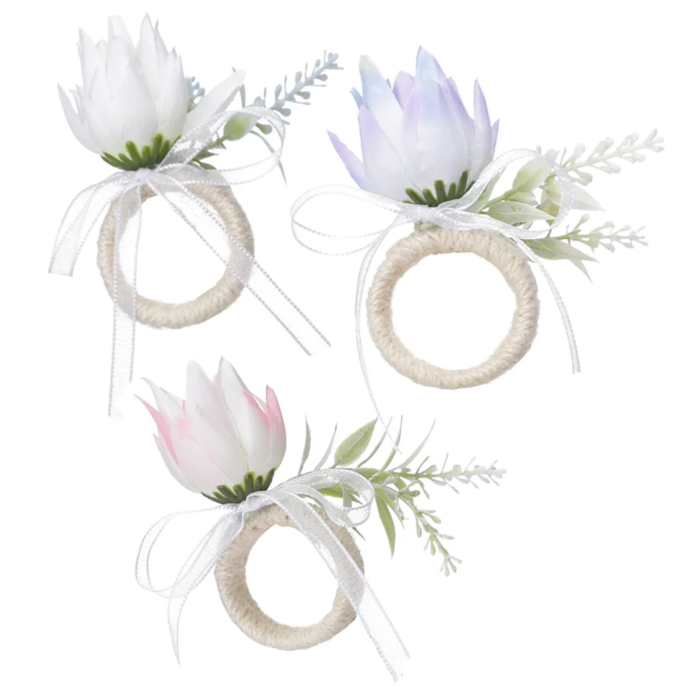 

Napkin Rings Flower Floral Modern Farmhouse Wedding Table Party Holder Bands Clasp Serviettecocktail