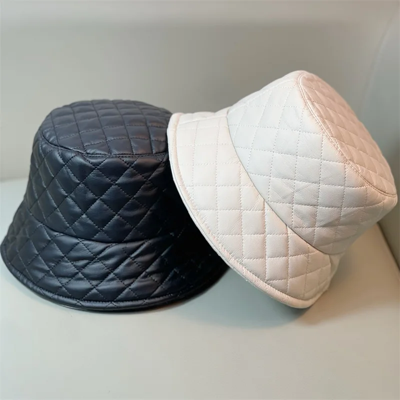 

Панама женская зимняя из ПУ кожи, модная теплая шапка унисекс, для улицы, Осень-зима