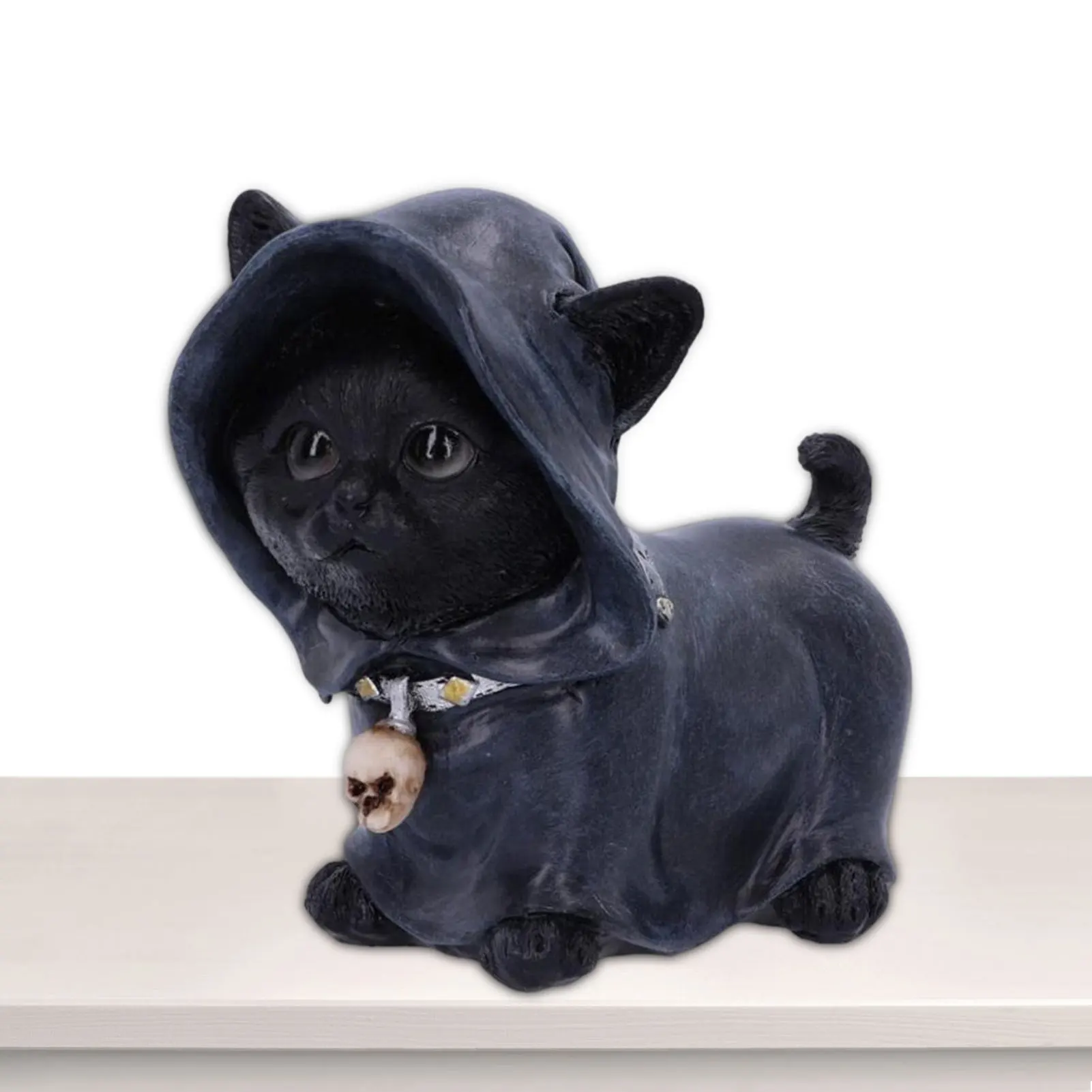 

Cat Figurine Witch Grim Reaper Decorations Resin Black Cloaked Grim Reapers Feline Micro Decorations For Garden Home Office
