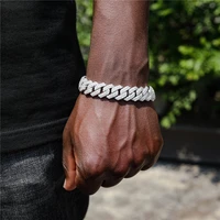 luxury hip hop full aaa stone bling iced out pave mens bracelet miami cuban link chain bracelets for men jewelry
