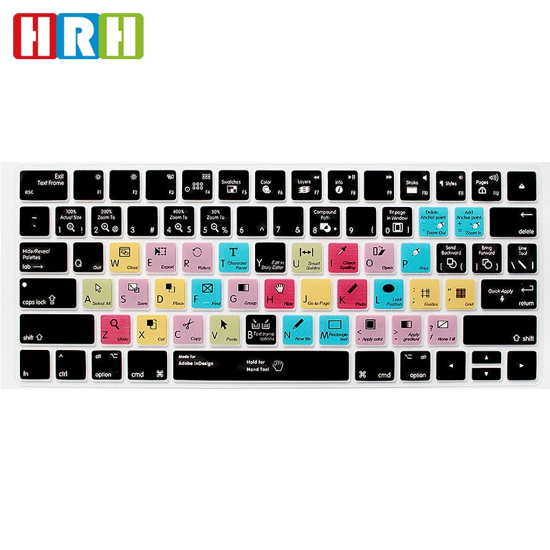 HRH Adobe InDesign Hotkey Пыленепроницаемая Силиконовая Защитная пленка для клавиатуры Apple