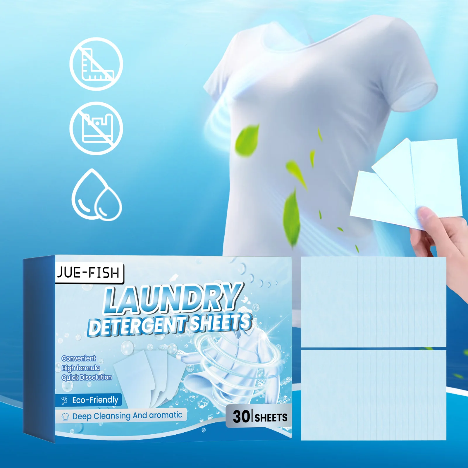 Jue-Fish Экологически Чистые Листы Для Стирального Порошка Глубокая Очистка