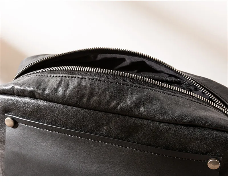 Simple casual luxurious natural genuine leather men's Joker shoulder messenger bag vegetable tanned cowhide youth black parcel