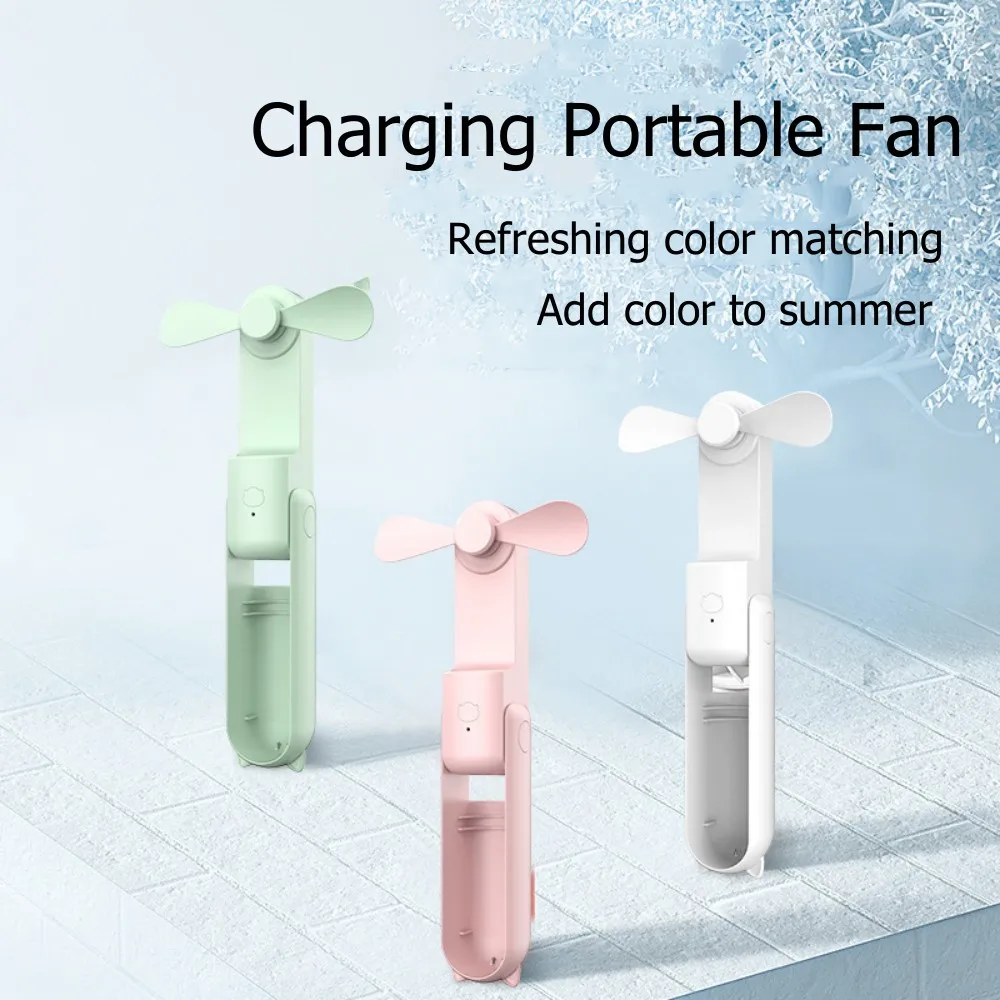 

Portable Pocket Fan Handheld Silent Folding Small Fan USB Rechargeable Fan 270° Adjustable Three-gear Wind Power Summer Cooling
