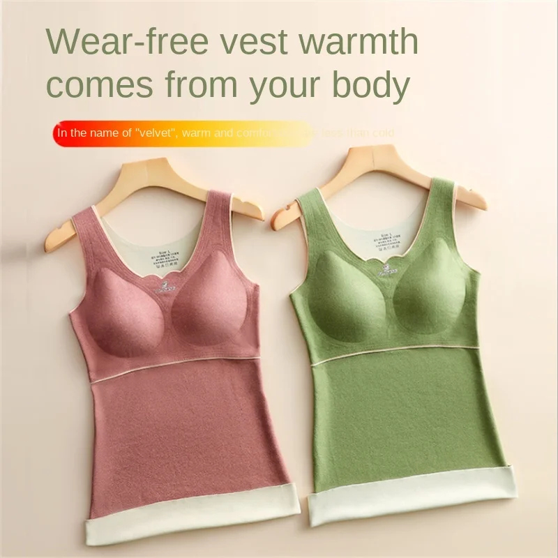 Thermal Underwear for Women Fleece Lined Tops Cami Tank Top Camisoles Sexy Winter Thermal Shirts Inner Wear Bottoming Vest