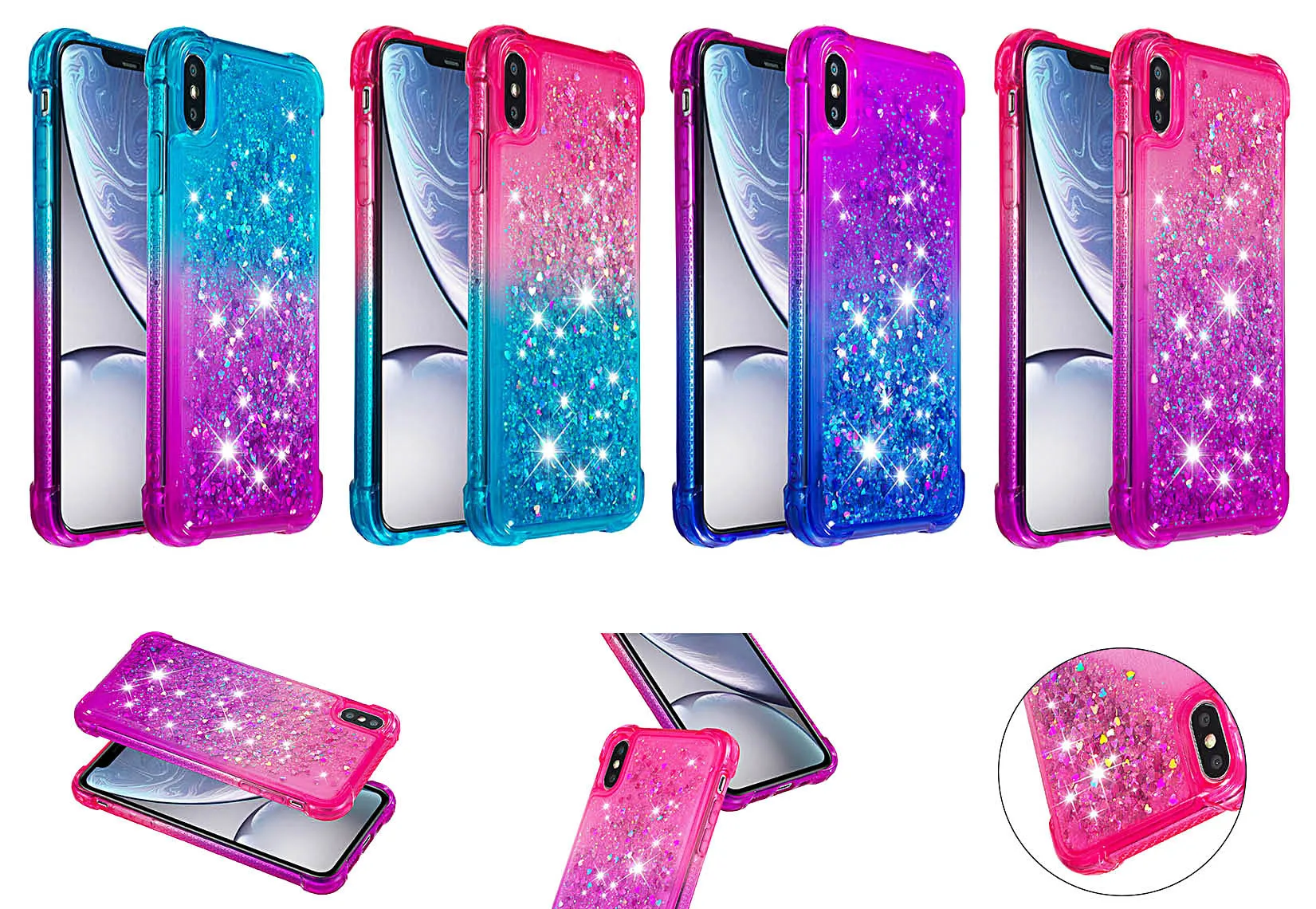 Блестящий чехол для телефона с жидким песком iPhone X XR XS Max i6 i7 i8 Plus SE противоударный