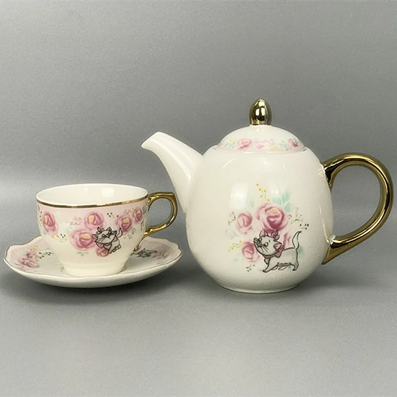 S Toys Rose Flower Marie Cat Cup Teapot Set Cartoon Ceramics