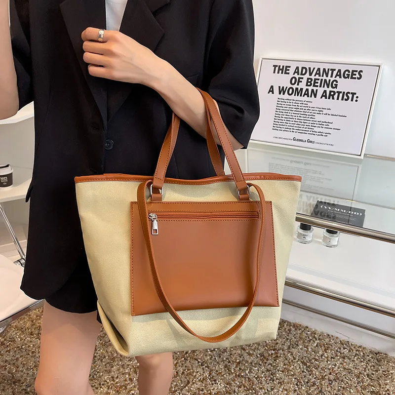 

CGCBAG Fashion 2022 Canvas Women Tote Bag Casual Large Capacity Shoulder Bag Female Designer Luxury Handbag Commute Shopper