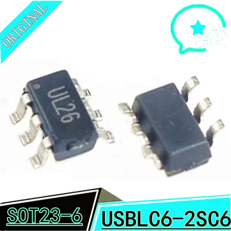 

10PCS Original genuine patch USBLC6-2SC6 SOT-23 chip ESD protector TVS display