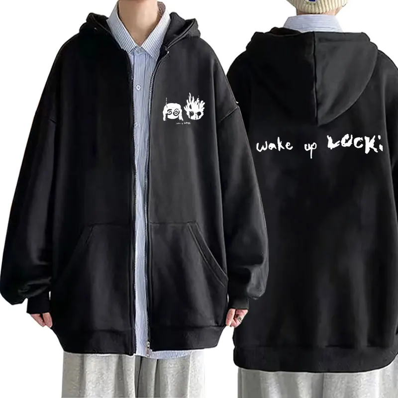 

Rapper Wake Up Lucki Printed Zipper Hoodie Male Hip Hop Harajuku Zip Up Sweatshirt Unisex Casual Long Sleeve Oversized Jacket