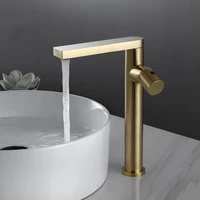 brushed gold copper bathroom basin faucets hot cold soild brass lavatory sink mixer taps single handle toilet crane vessel