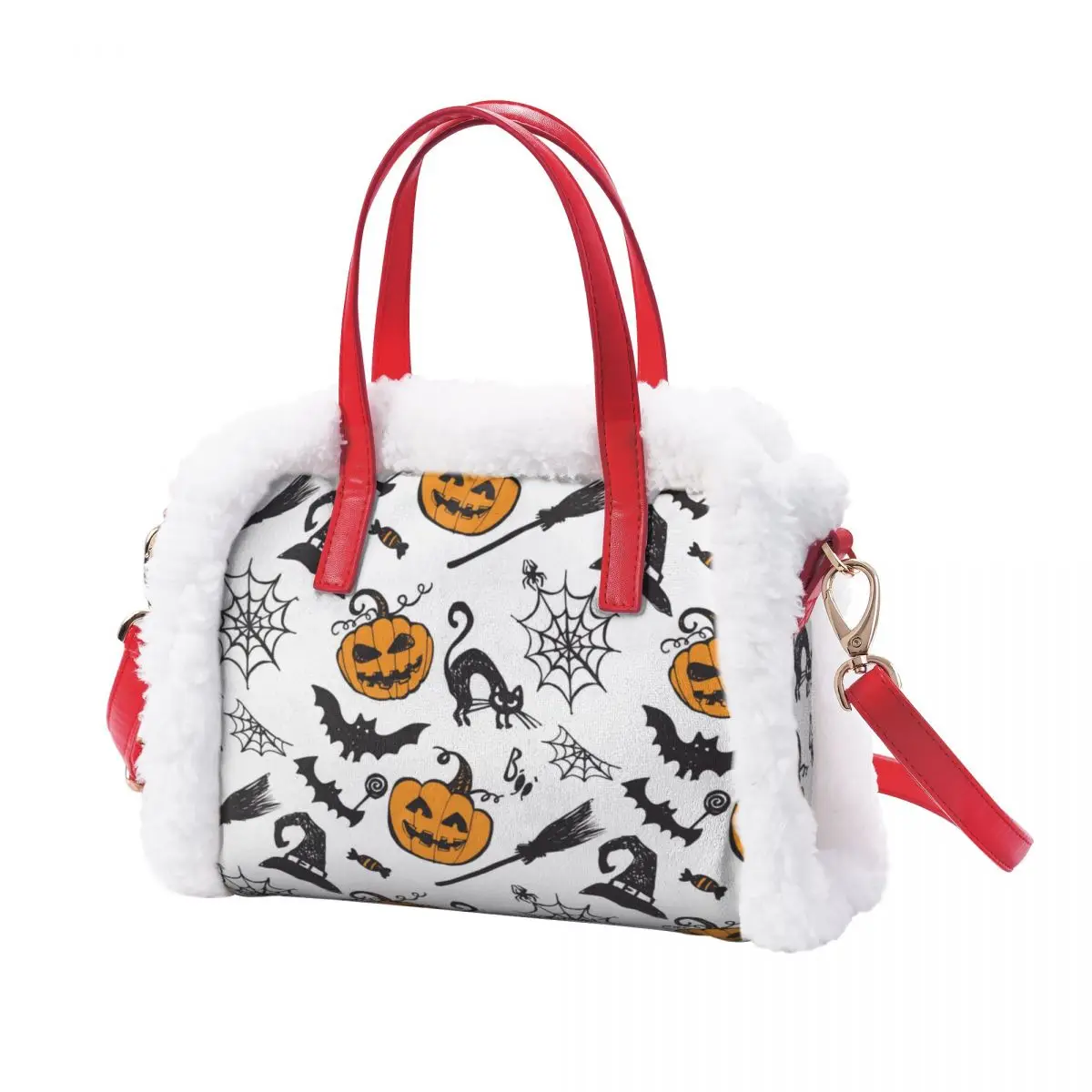 

Пушистая сумка, сумка через плечо для женщин, новогодвечерние вечерняя одежда для осени и зимы, красная прямая поставка, узор Helloween