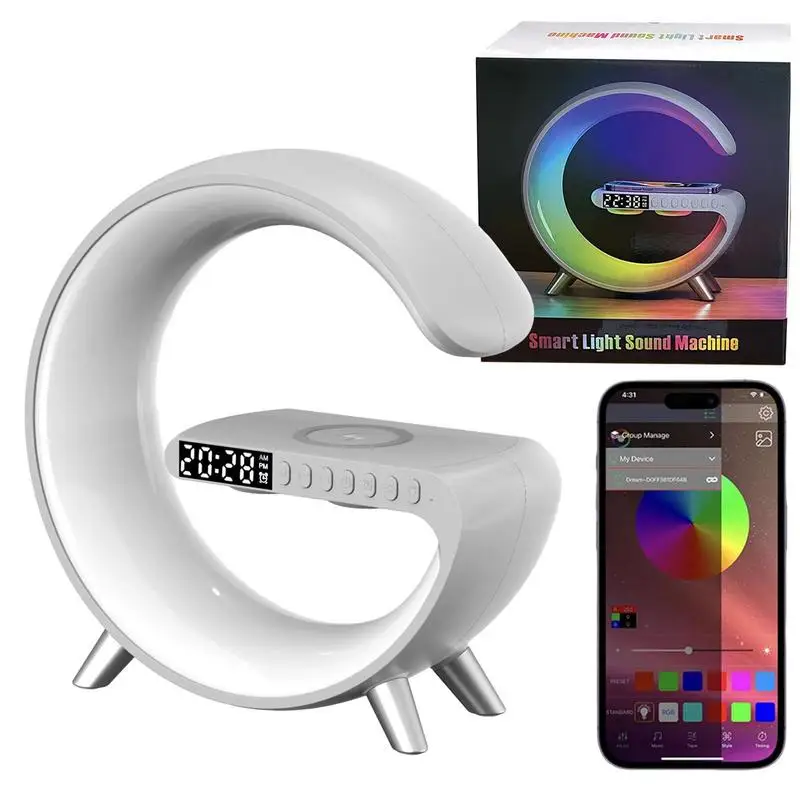 

Wireless Charging Lamp Intelligent Atmosphere Lamp Blue Tooth Speaker Wireless Charger LED Lamp Sunrise Wake-up Lamp Alarm Clock