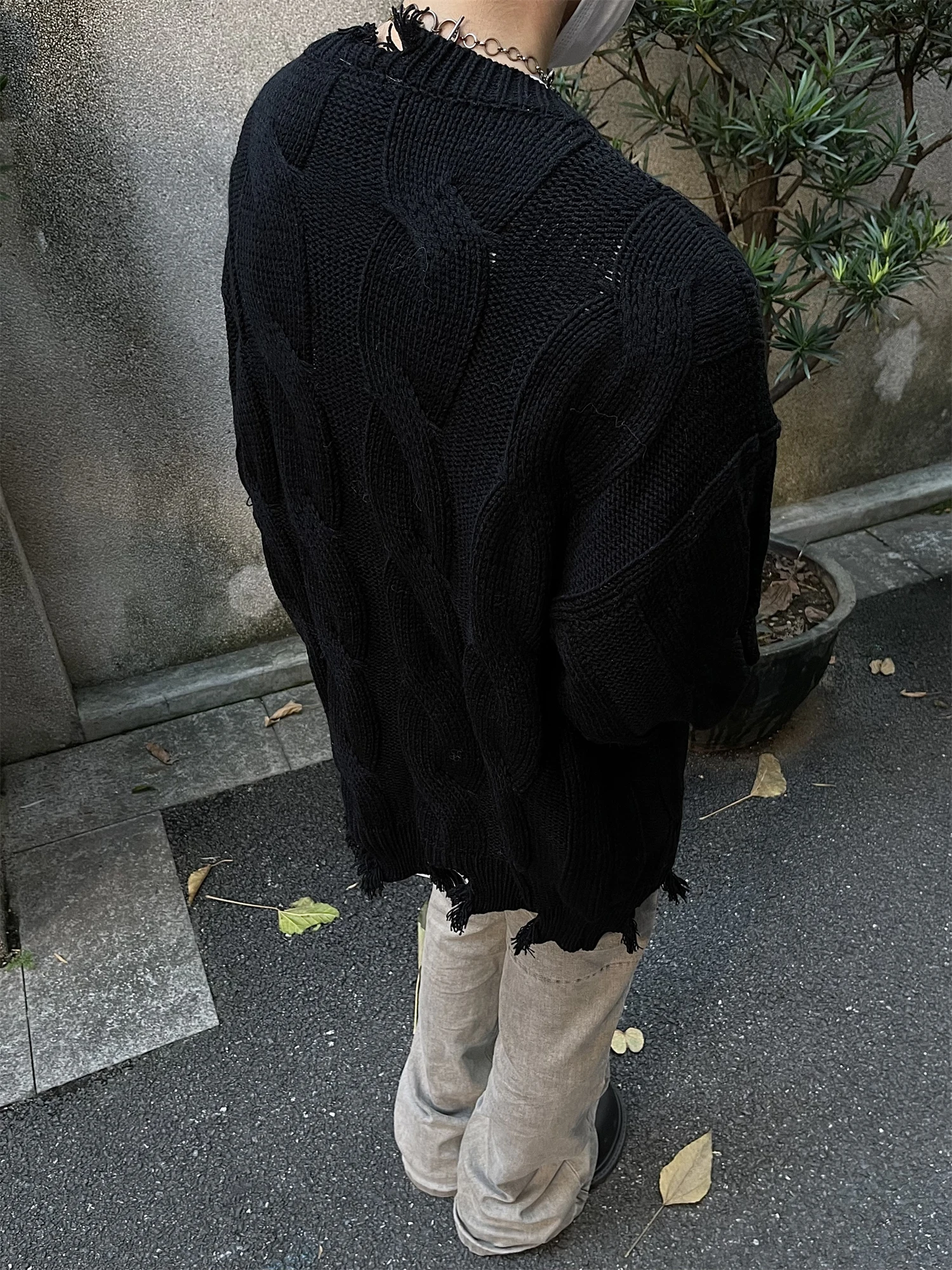 Maxdstr American Sle Preppy Destroyed Burrs Zip-up Cardigan sweater Knit Men's and Women's Autumn Winter Loose Outerwear