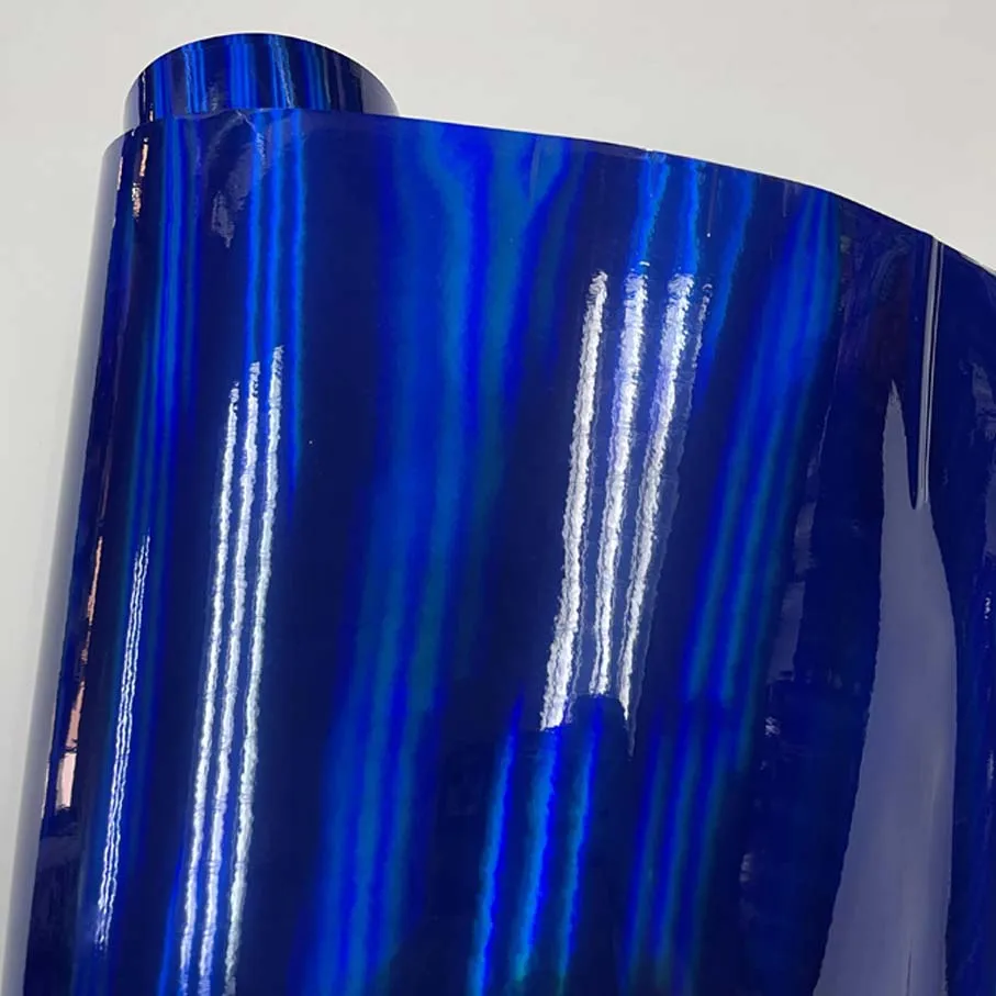 50 см * 152 см/лот Глянцевая синяя Радужная голографическая хромированная виниловая