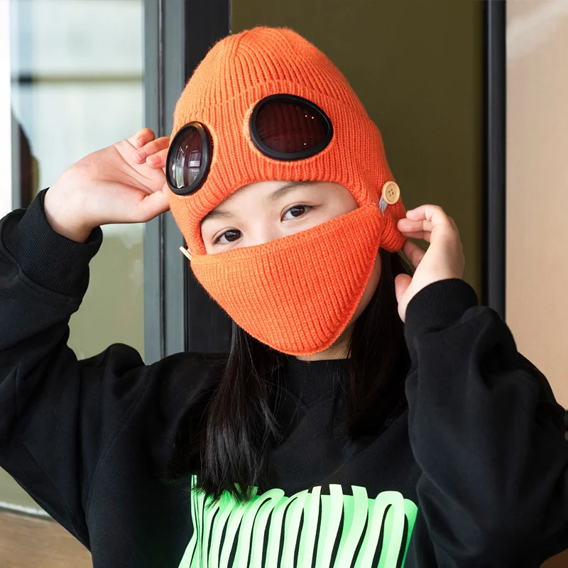 Осенне-зимние теплые велосипедные наушники-пилоты маска для мальчиков и девочек