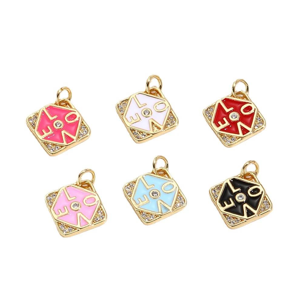 

2022 LOVE Letter Geometric Charms For Jewelry Making Supplies Enamel Boho Pendant Necklace Bracelet Earrings Diy Accessories