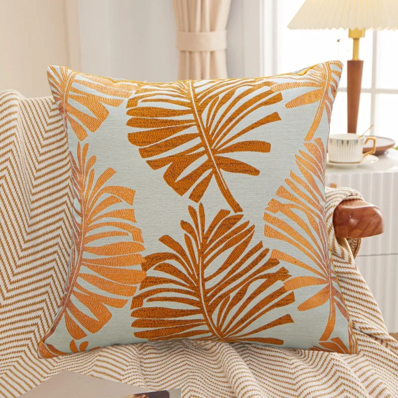 

DUNXDECO Classical Leaf Jacquard Cushion Square Pillow Case Modern Room Simple Natural Sofa Chair Bedding Cojines Decor