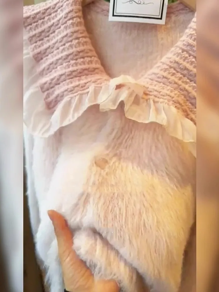 Весенне-осенний кардиган с кукольным воротником уникальное шикарное