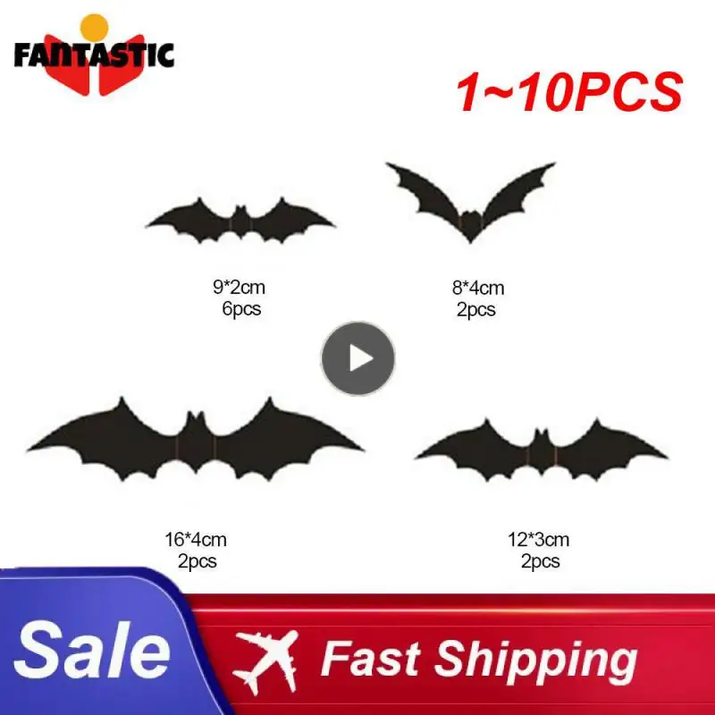 

1~10PCS Halloween 3D Black Bat Wall Stickers Halloween Party Decorative Wall Decal Halloween Horror Bats Removable Stickers