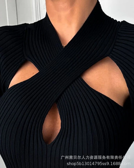 Женский ажурный пикантный Топ новинка сезона осень-зима 2024 вязаный свитер с