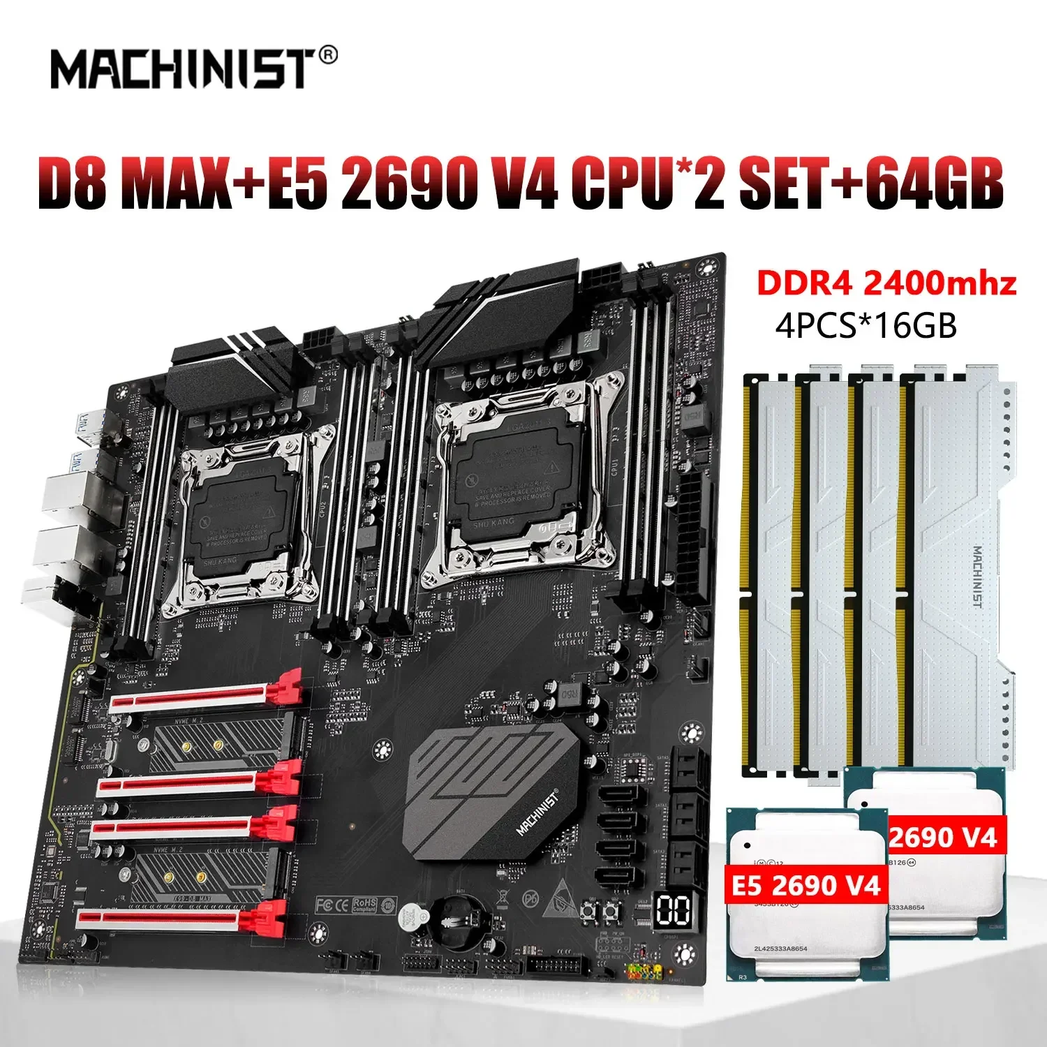 Комплект MACHINIST X99 материнская плата LGA 2011-3 Xeon 2690 V4 двойной процессор набор