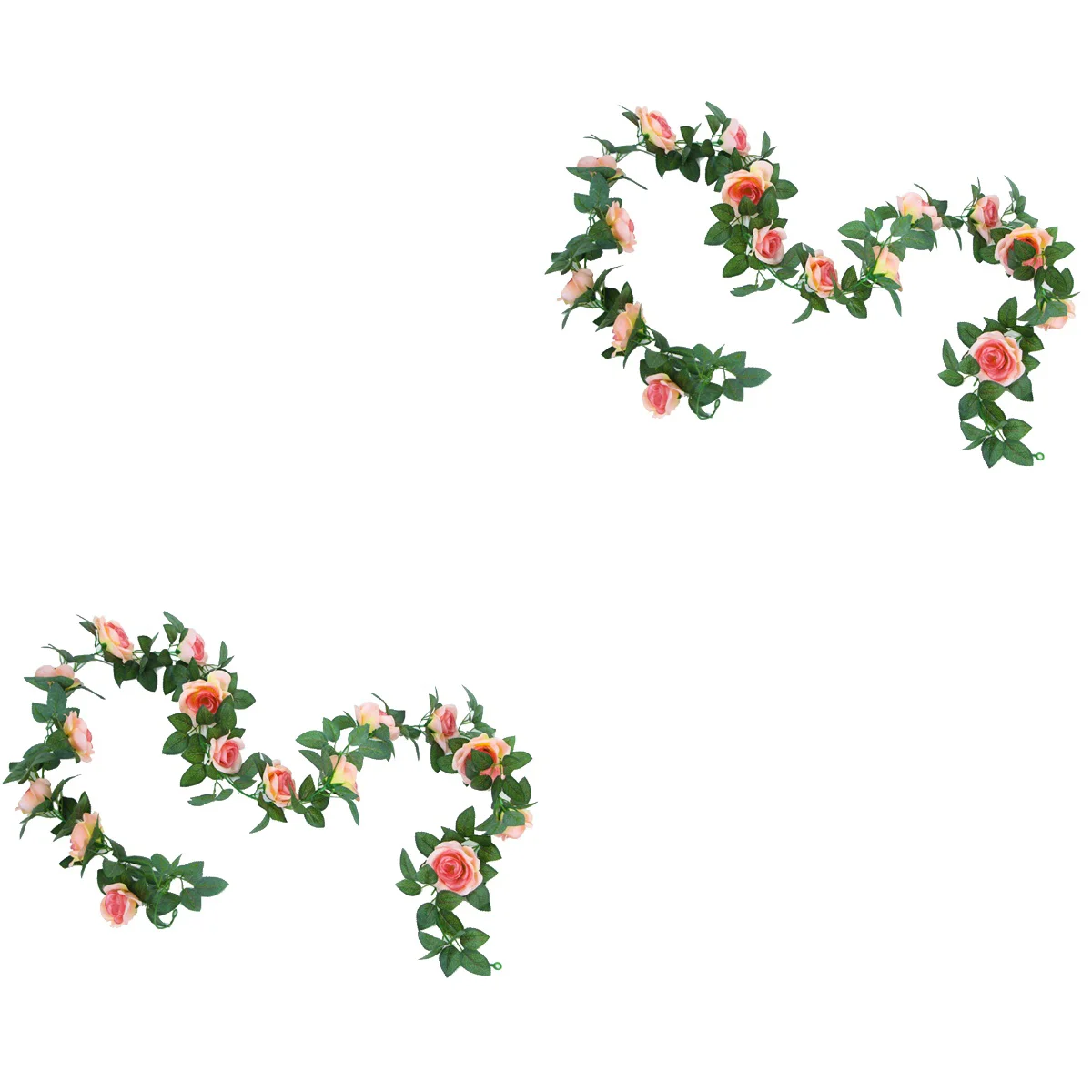 

2pcs Fake Rose Vine Floral Garland Artificial Flowers for Hotel Wedding Home Party Garden Decor (Orange)