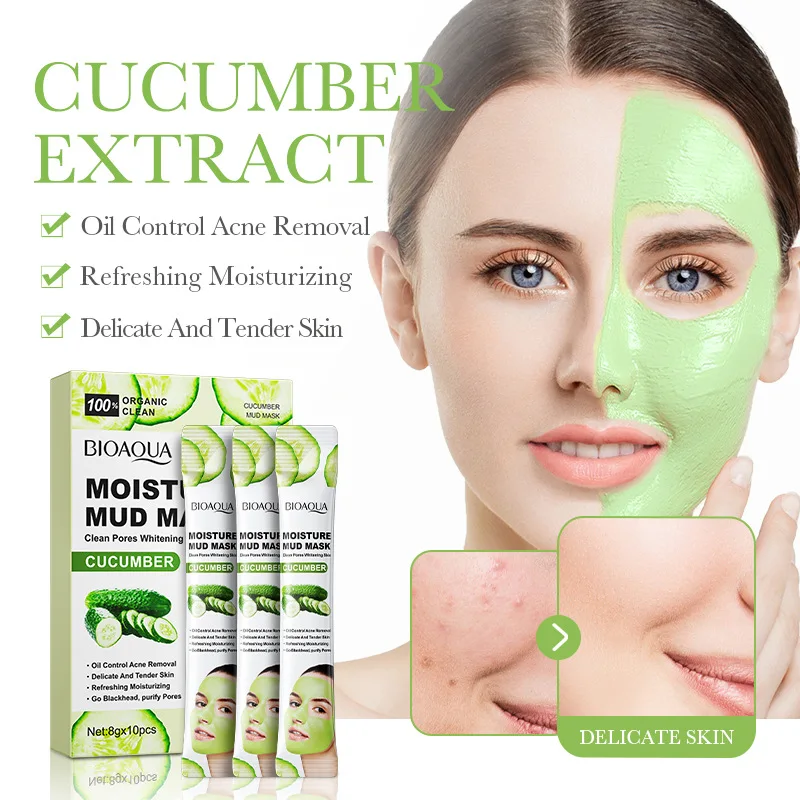 

Cucumber Moisturizing Face Mask Deep Cleaning Pore Oil Control Remove Acne Mud Mask, Smooth Tight Skin Portable