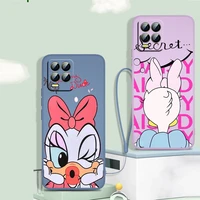 donald duck daisy disney phone case for oppo realme q3s q5i 50a 50i c21y c11 gt neo3 neo2 9 9i 8 8i 7 pro plus liquid rope