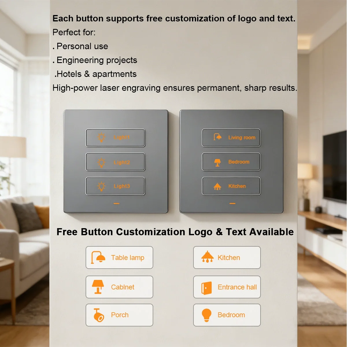 Фото Умная кнопка-выключатель Tuya Smart Home (европейская/американская) с Wi-Fi, управление через приложение, панель управления для дома и отеля №5