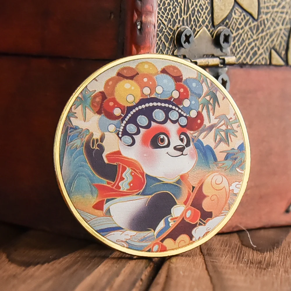 

Пекинская опера, панда, сувениры, милая мультяшная панда, позолоченная памятная монета