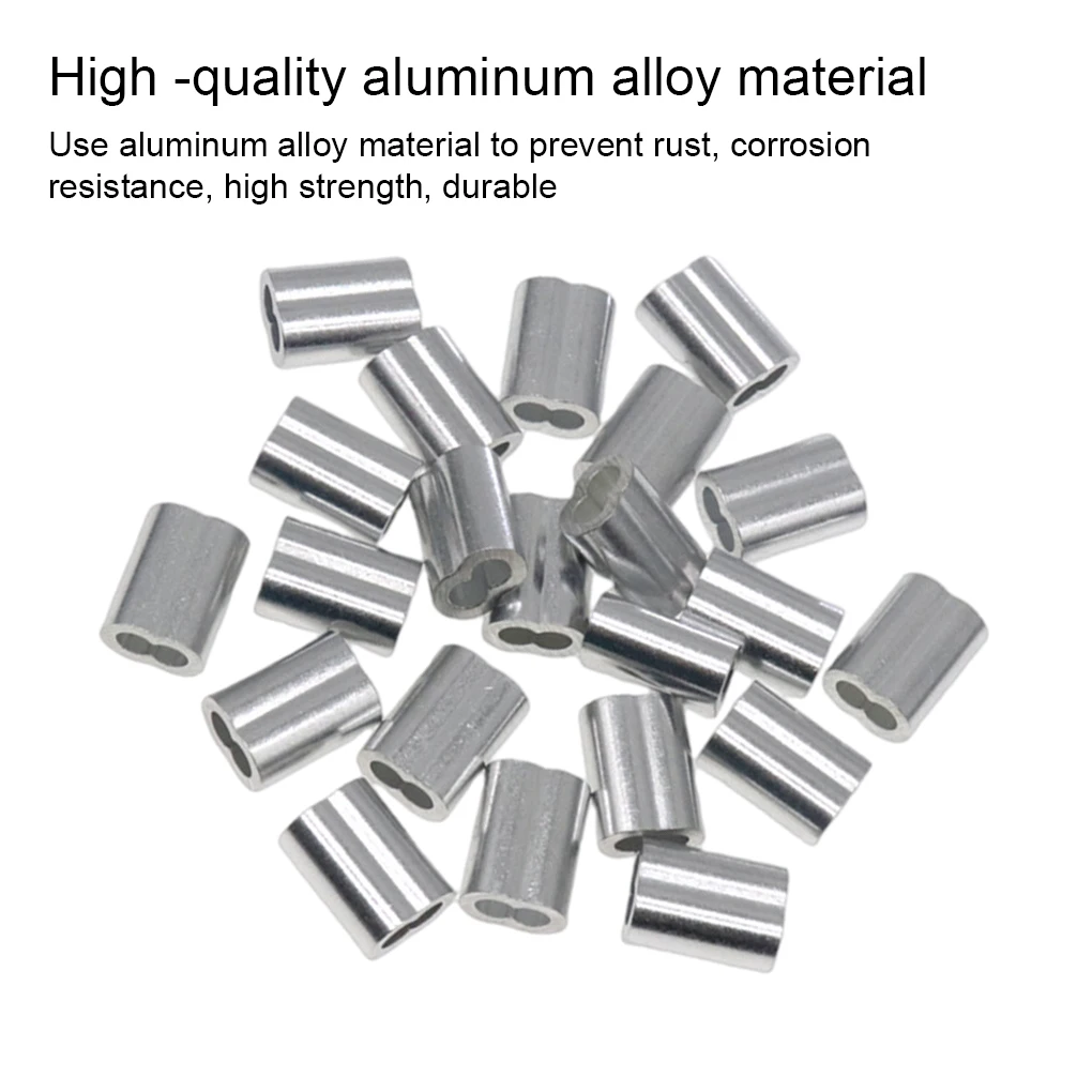 

100Pieces Aluminum 8 Shape Sleeve Wire Crimp Sleeve Wire Ferrules Cord Lock Aluminum Cable Stopper Crimping Rope Hardware 3mm