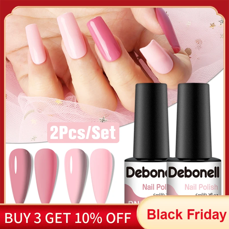 

Debonell 2Pcs Gel Polish Set 100 Colors Glitter Hybrid Soak Off UV LED Semi Permanent Matte Top Coat for Nail Art