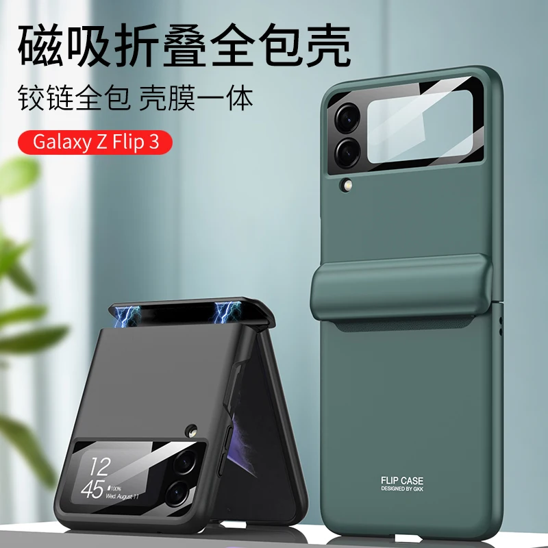Najtaniej Z Flip 3 Etui Do Samsung Galaxy Z Flip 3 5G Zawias Magnetyczny Pełna Osłona Ochronna ZFlip3 SM-F711B Trwałe Twarde Plastikowe Etui