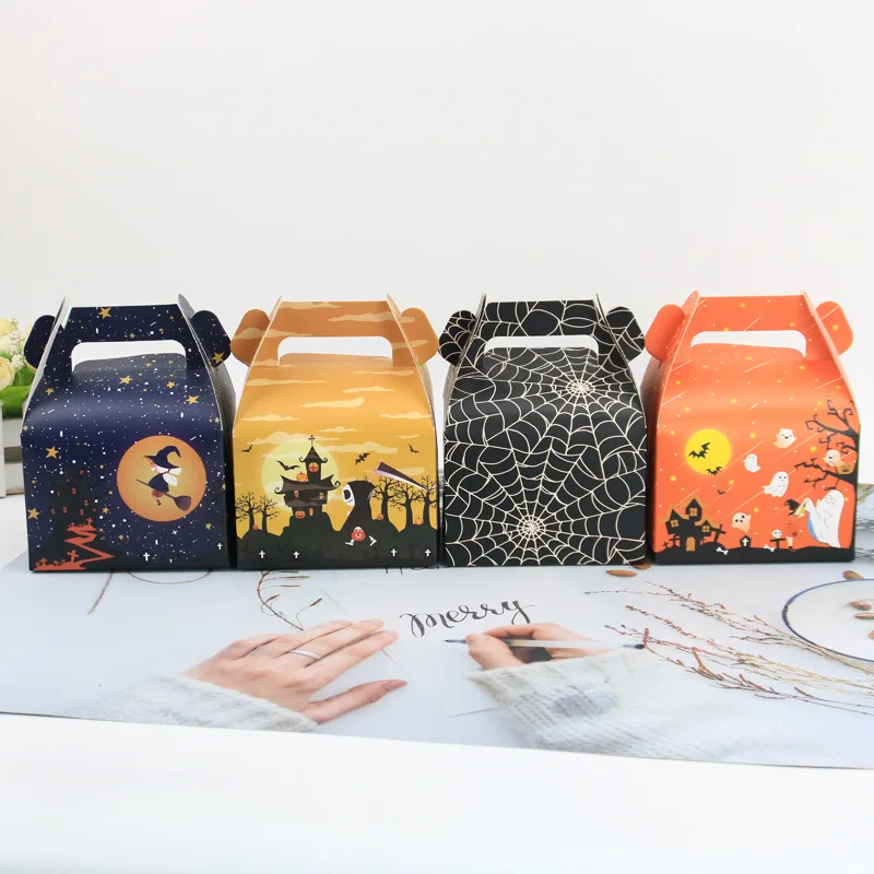 

8/16pcs Halloween Candy Gift Box Cake Box Cookie Snack Packaging Bag Trick or Treat Halloween Party Decorations Kids Gifts