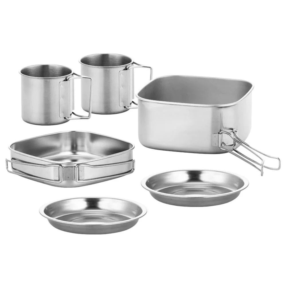 

1 Set of Outdoor Camping Cookware Portable Cookware Kit Stainless Steel Cookware Kit