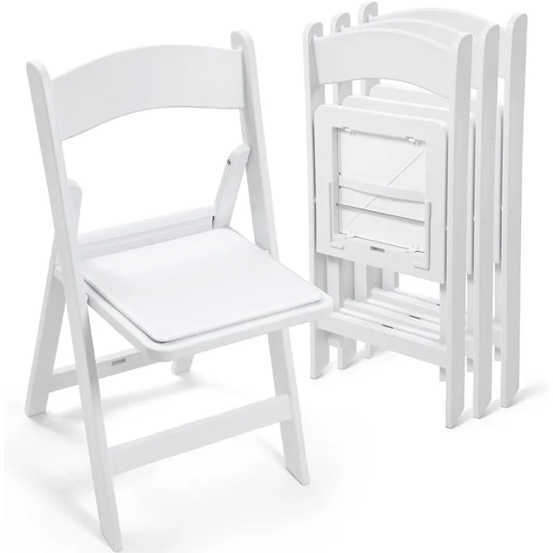 

4 Pack Folding Chairs White Plastic Folding Chair Comfortable Resin Foldable Chair Lightweight（White/black）optional
