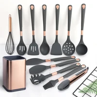 silicone cooking utensil set kitchen accessories kit cooking non stick sunset gold plated modern kitchenware resistant heat tool