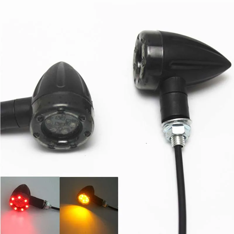 

Motorcycle Refitted Turn Signal Lamp 6 LED Black Smoke Hood Yellow Light Motorcycle Turn Signal Lamp Red Outer Circle Light