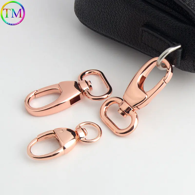 9mm 20mm 25mm Rose Gold Metal Swivel Trigger Lobster Clasp Eye Clips Buckle Strap Snap Hook Buckle For Bag Part Accessories